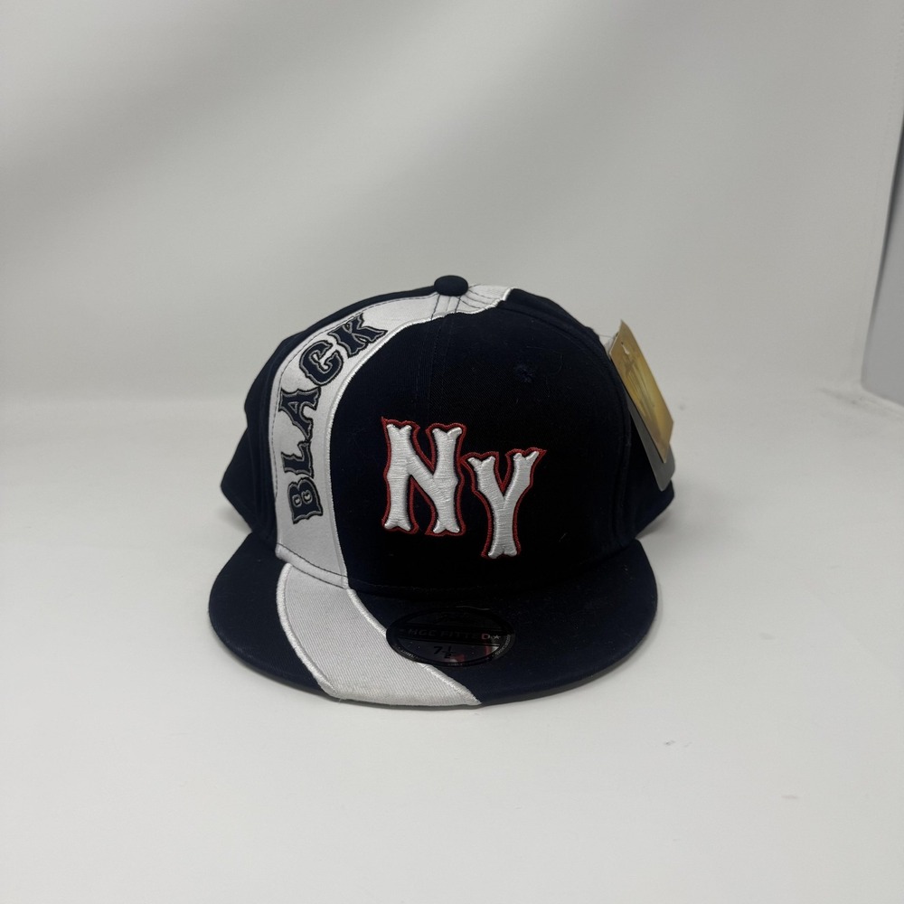 New York Black Yankees Hat Cap Fitted Mens 7 1/2 Blue Negro Leagues Baseball